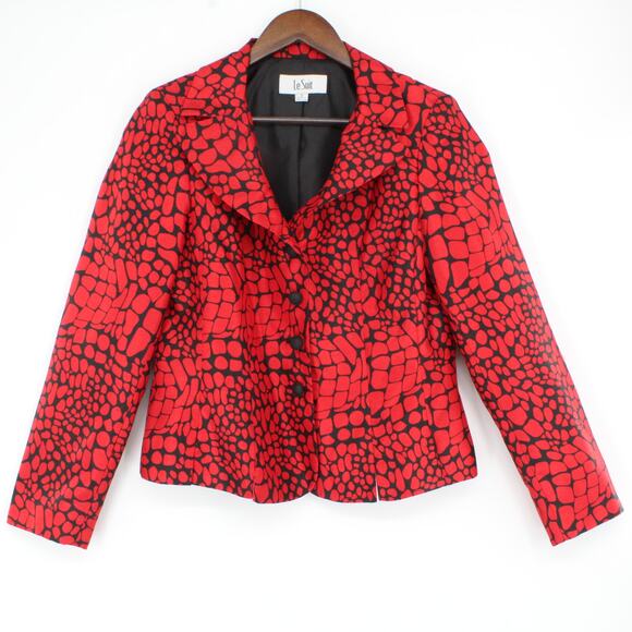 Le Suit Red Button Front Blazer 8 - Picture 1 of 10